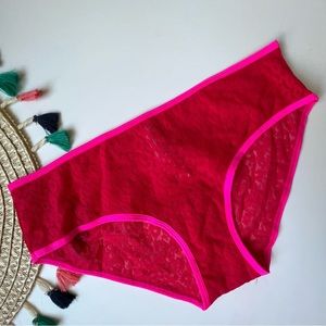 Victoria's Secret VTG Extra Low Rise Mesh Hiphugger Panty Red Leopard Small NEW